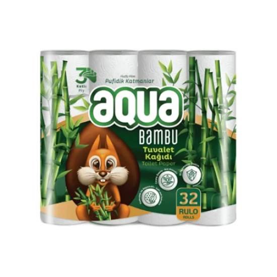 Aqua Bambu 3 Katlı Tuvalet Kağıdı 32’li