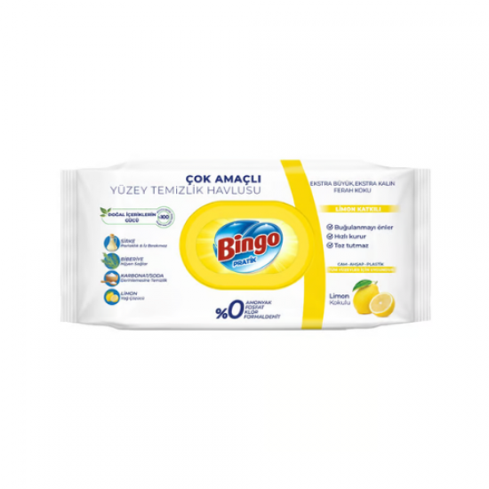 Bingo Pratik Yüzey Temizlik Havlusu Limon Kokulu 96’lı